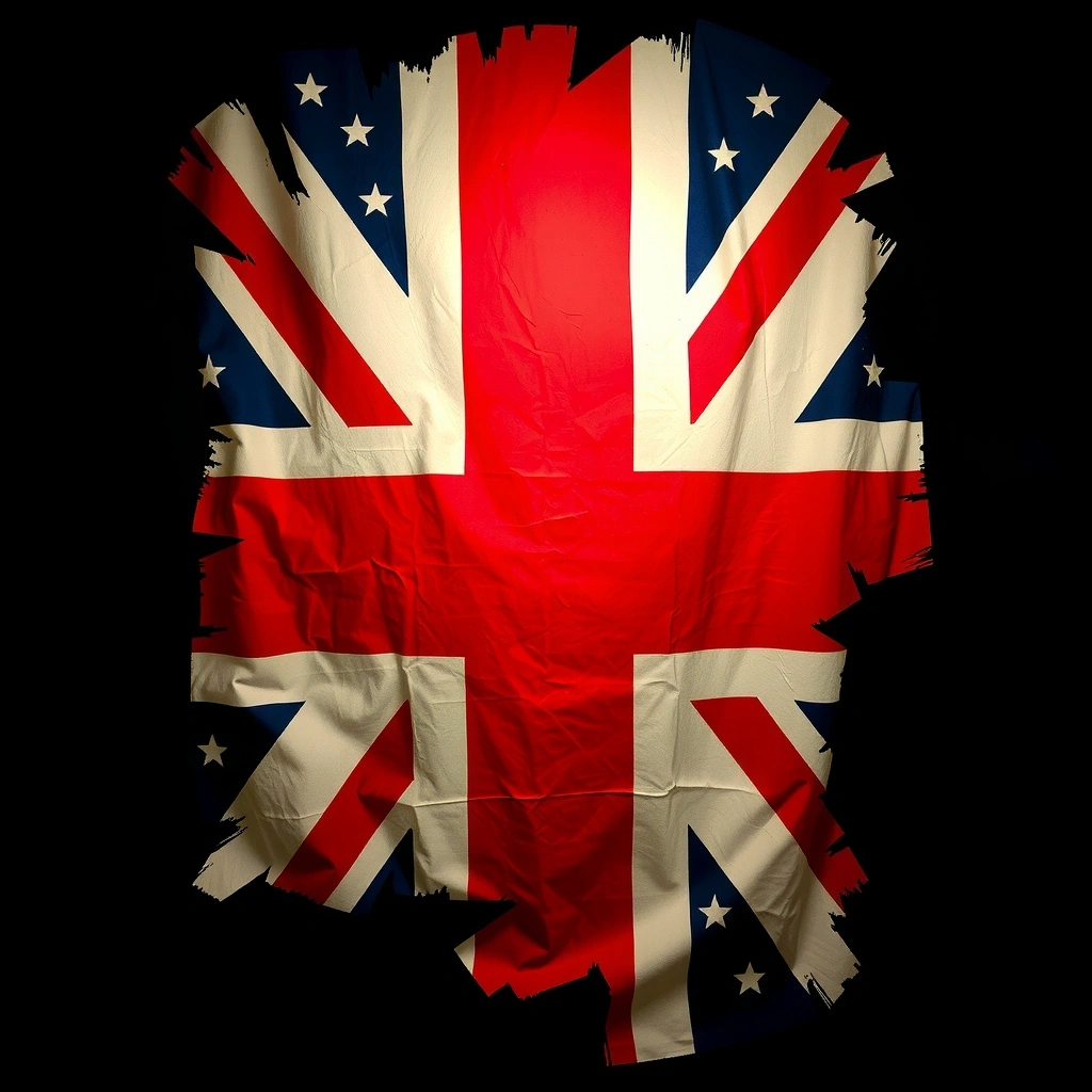 Abstract Union Jack and starfield background